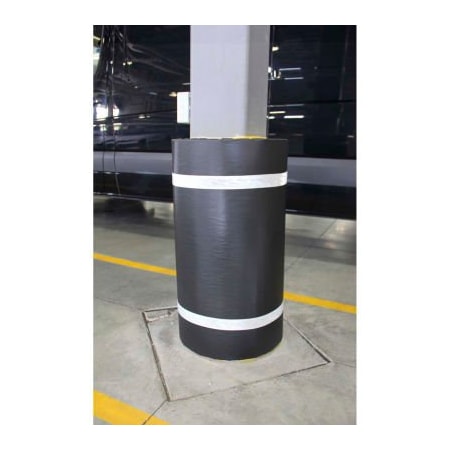 Innoplast, Inc 44"H x 48"W Soft Nylon Column Protector -  Black Cover/White Tapes CW-48-BKW